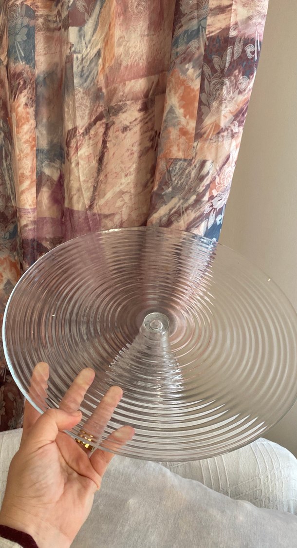 Vintage Şeffaf Cam Kek Standı - Görsel 2