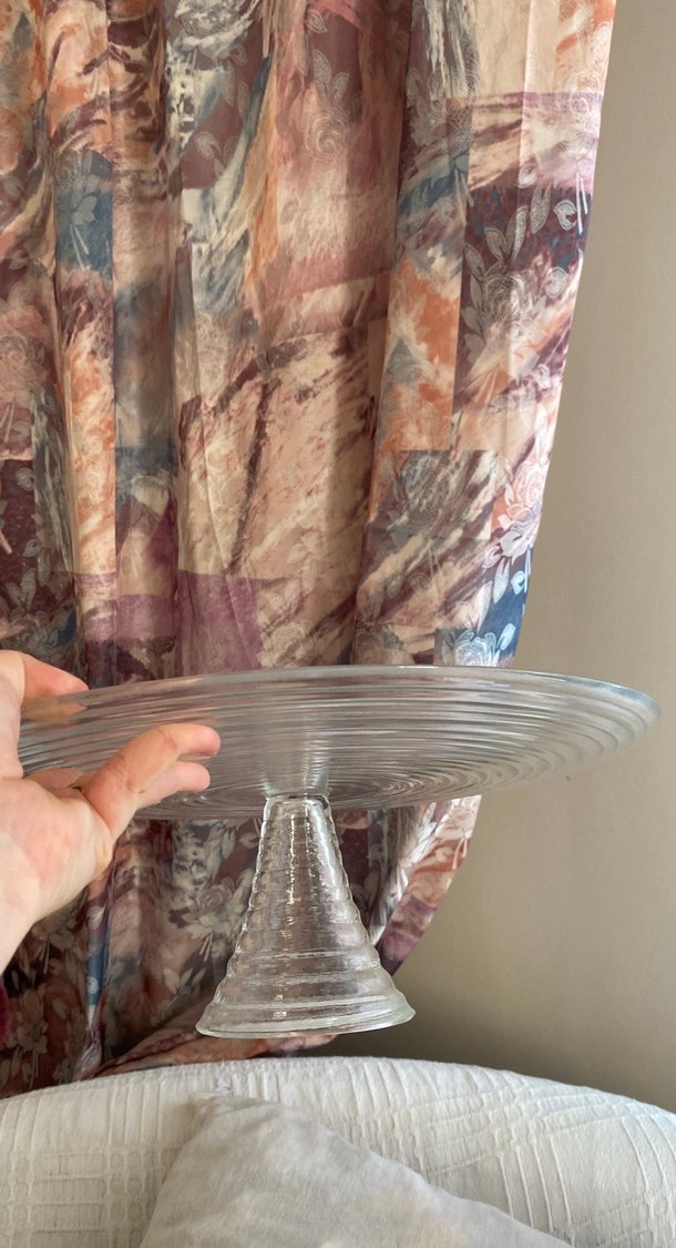 Vintage Şeffaf Cam Kek Standı - Görsel 3