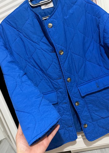 Düğmeli Mavi Kadın Midi Ceket - Görsel 2