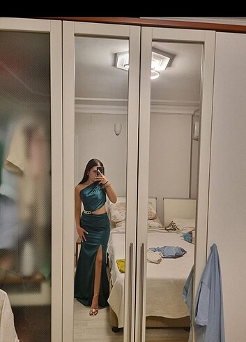 s Beden yeşil Renk zümrüt yesil gece elbisesi