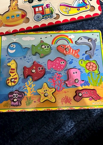 Renkli Deniz Canlıları Ahşap Eğitici Puzzle - Görsel 2