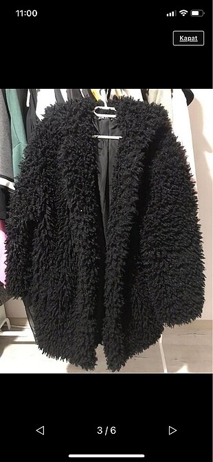 Zara peluş mont kürk siyah