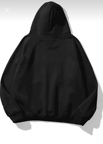 Siyah Kapüşonlu Baskılı Salaş Sweatshirt - Görsel 2