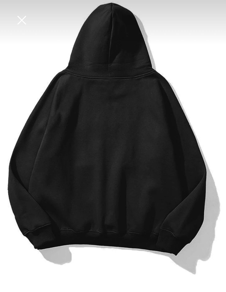 Siyah Kapüşonlu Baskılı Salaş Sweatshirt - Görsel 2