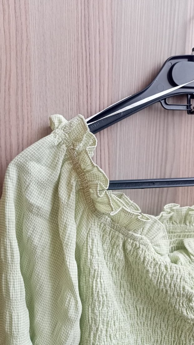 Yeşil Piliseli Keten Mini Bluz - Görsel 2