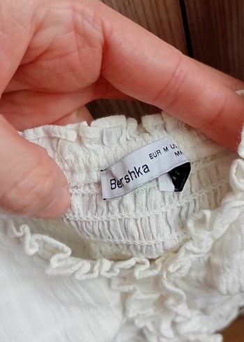 Fırfırlı Beyaz Keten Mini Büstiyer - Görsel 2