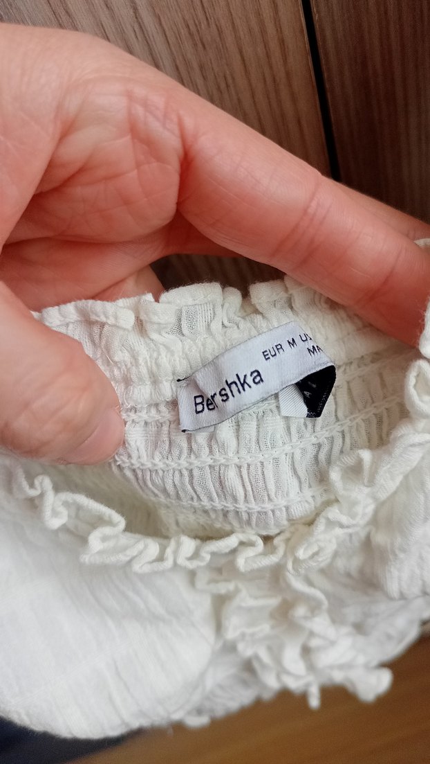 Fırfırlı Beyaz Keten Mini Büstiyer - Görsel 2