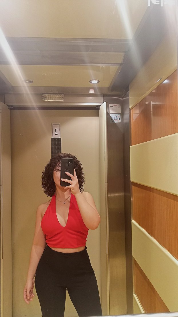 Kırmızı V Yaka Crop Top - Görsel 3