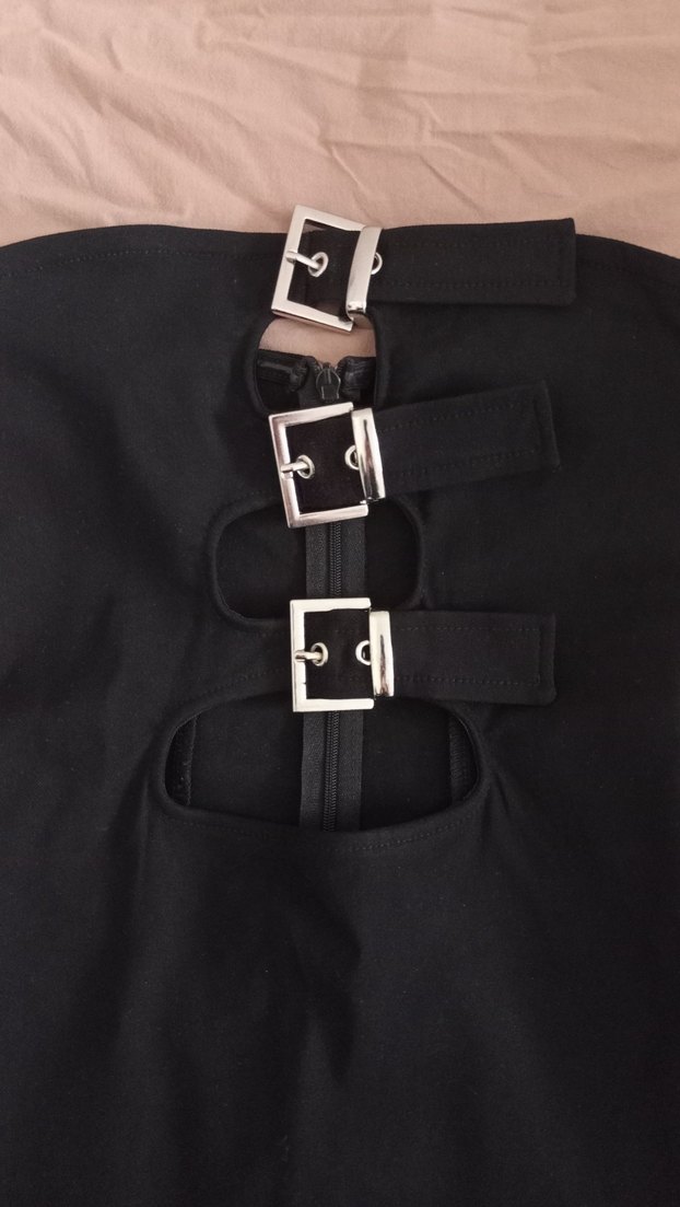 Tokalı Siyah Straplez Uzun Elbise - Görsel 2