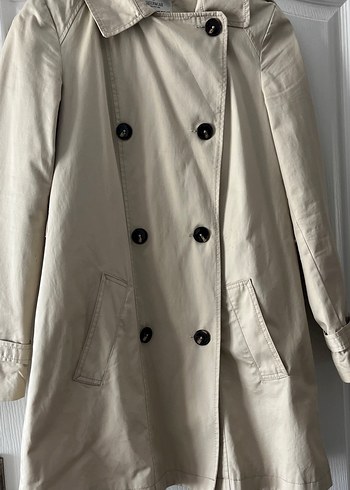 Bershka Bej Midi Kadın Trençkot Notched Yaka