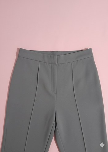 Gri Kadın çimalı kumaş pantolon - Görsel 4