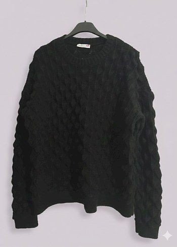 Kadın Siyah Örgü Uzun Kollu Kazak - Görsel 3