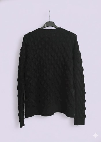 Kadın Siyah Örgü Uzun Kollu Kazak - Görsel 2