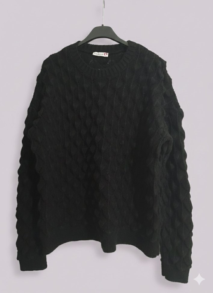 Kadın Siyah Örgü Uzun Kollu Kazak - Görsel 3