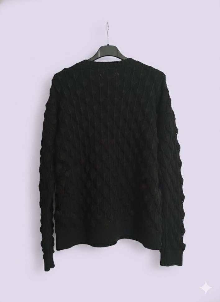 Kadın Siyah Örgü Uzun Kollu Kazak - Görsel 2