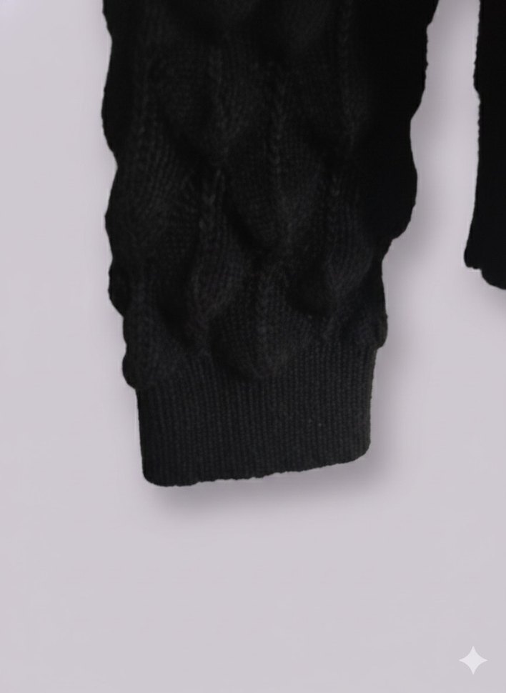 Kadın Siyah Örgü Uzun Kollu Kazak - Görsel 4