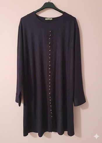 Mor Nakışlı Uzun Kollu  Tunik - Görsel 3