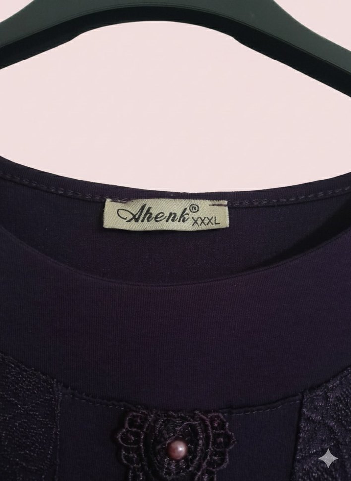 Mor Nakışlı Uzun Kollu  Tunik - Görsel 4