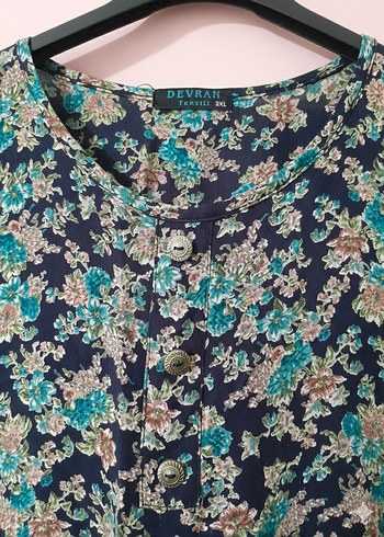 Uzun Kollu, Düğmeli Bohem Kadın Bluz - Görsel 3