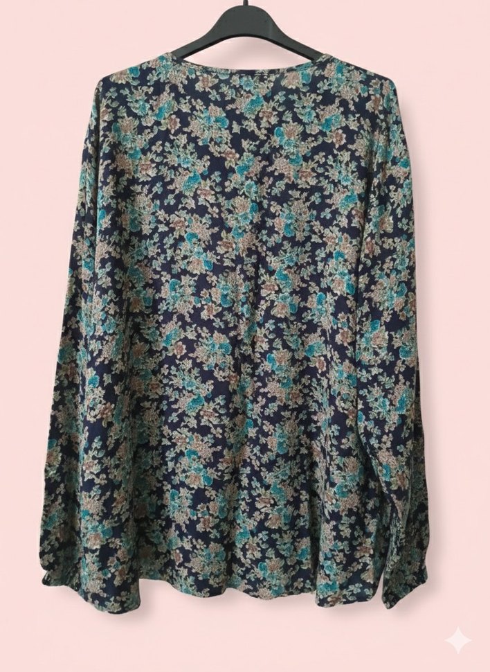 Uzun Kollu, Düğmeli Bohem Kadın Bluz - Görsel 2