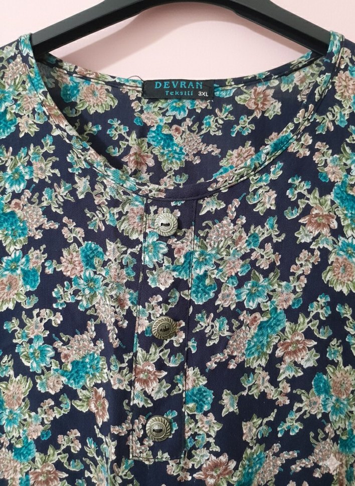 Uzun Kollu, Düğmeli Bohem Kadın Bluz - Görsel 3