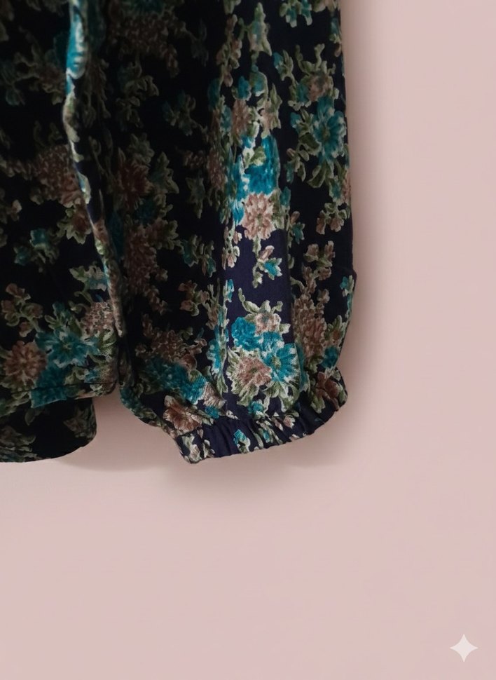 Uzun Kollu, Düğmeli Bohem Kadın Bluz - Görsel 4