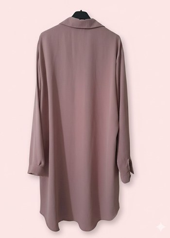 Pembe uzun kollu kadın gömlek tunik - Görsel 2