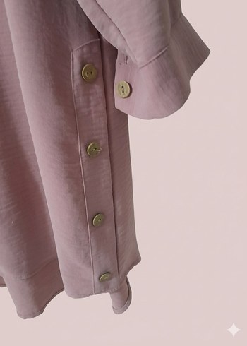 Pembe uzun kollu kadın gömlek tunik - Görsel 3