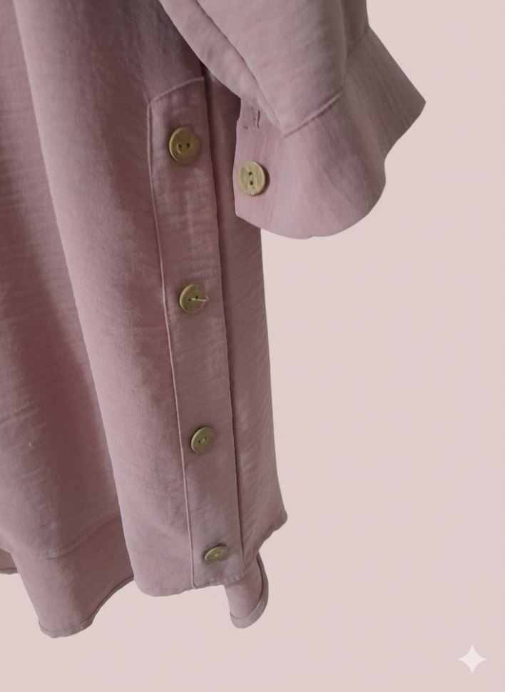 Pembe uzun kollu kadın gömlek tunik - Görsel 3