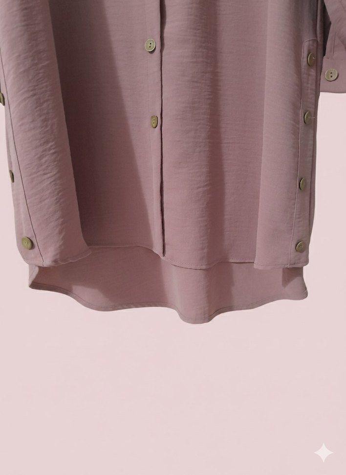 Pembe uzun kollu kadın gömlek tunik - Görsel 4