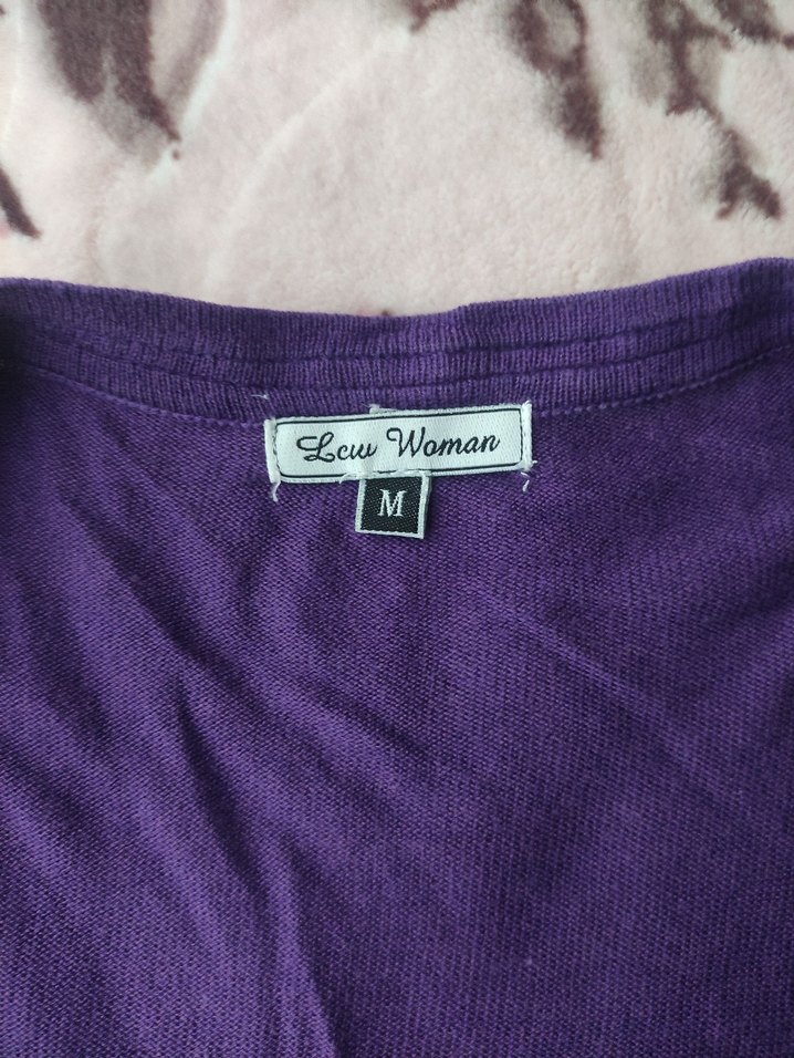 Düğmeli Mor V Yaka Kadın Hırka - Görsel 3