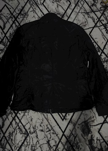 Kadın Siyah Deri Biker Ceket - Görsel 2