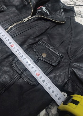 Kadın Siyah Deri Biker Ceket - Görsel 4