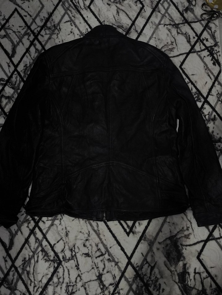 Kadın Siyah Deri Biker Ceket - Görsel 2