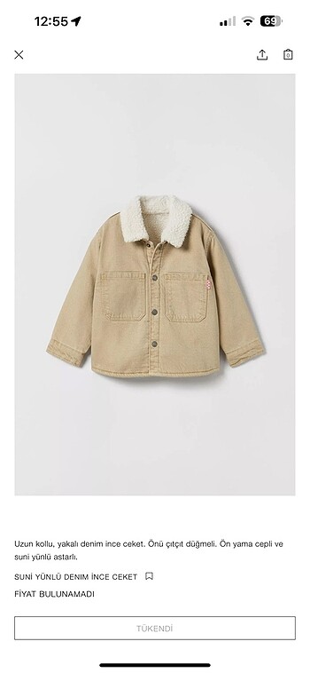 Zara bebek mevsimlik mont