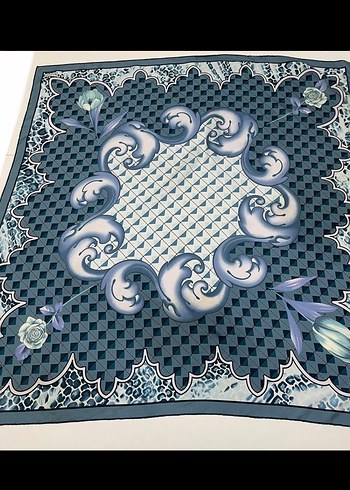 Mavi Bohem Tarzı İpek Kadın eşarp - Görsel 2