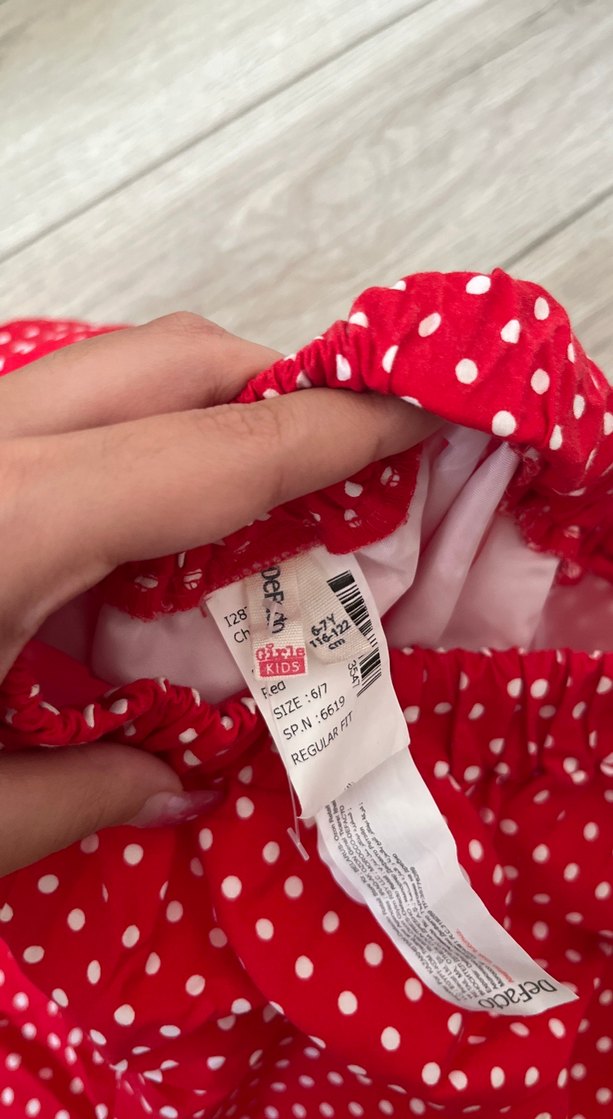 Kırmızı Puantiyeli Kız Çocuk Etek - Görsel 2