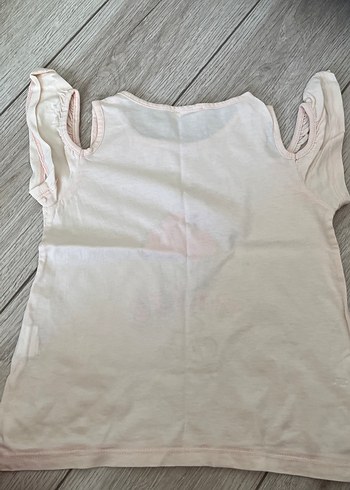 Kız Çocuk Pembe Omzu Açık Fırfırlı Tişört - Görsel 3