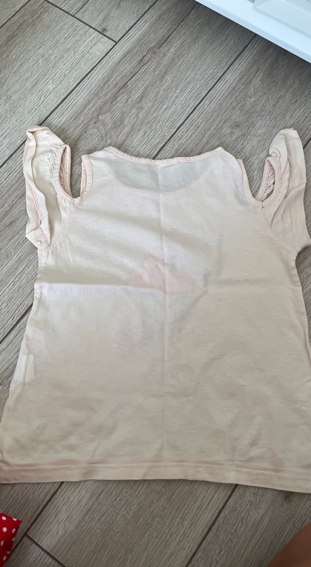 Kız Çocuk Pembe Omzu Açık Fırfırlı Tişört - Görsel 3