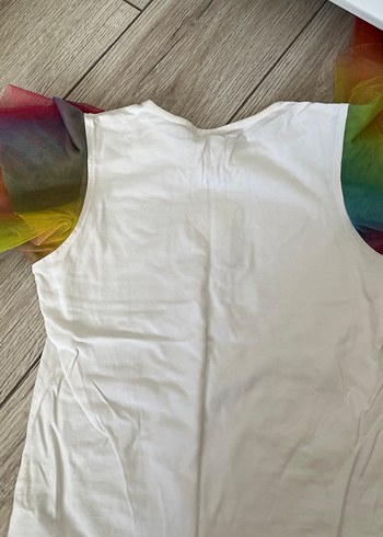 Kızlar için Pul İşlemeli Renkli Kısa Kollu Tişört - Görsel 3