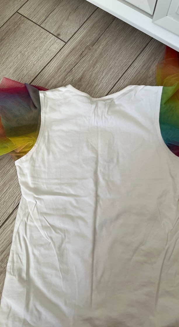 Kızlar için Pul İşlemeli Renkli Kısa Kollu Tişört - Görsel 3