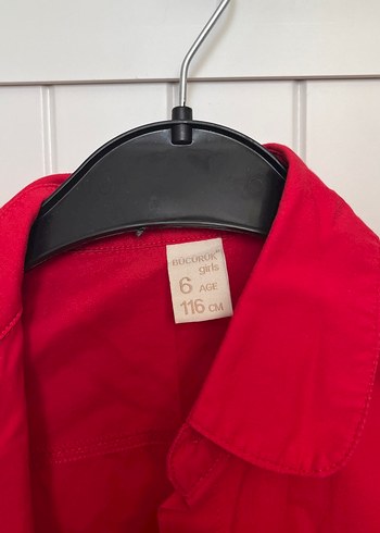 Düğmeli Kırmızı Kız Çocuk Gömlek - Görsel 2