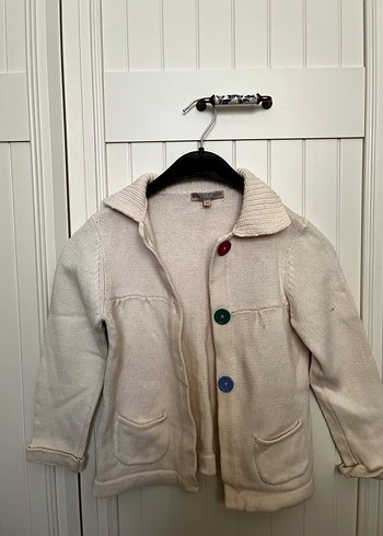 Kızlar için düğmeli beyaz yün hırka - Görsel 3