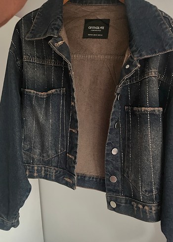 Düğmeli Bol Kesim Kadın Denim Ceket