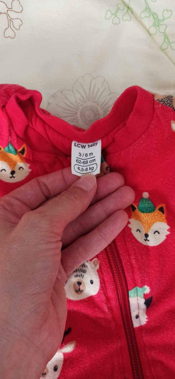 Kız Bebek Kırmızı Kürklü Desenli Tulumu - Görsel 2