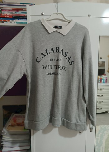 Gri Baskılı Kadın Sweatshirt