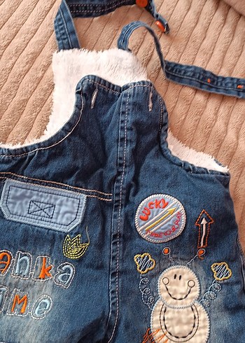 Erkek Renkli Nakışlı Denim Düğmeli Salopet