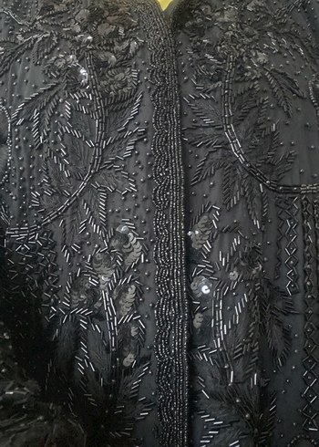 İşlemeli ve Boncuk Detaylı Siyah Uzun Abiye - Görsel 8