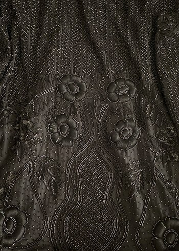 İşlemeli ve Boncuk Detaylı Siyah Uzun Abiye - Görsel 5