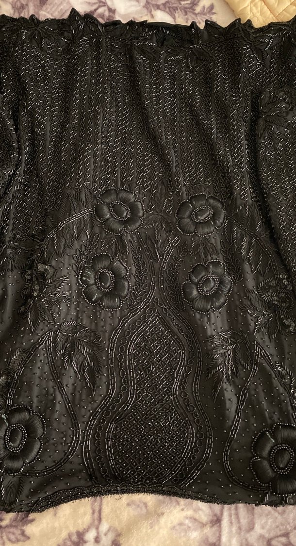 İşlemeli ve Boncuk Detaylı Siyah Uzun Abiye - Görsel 5